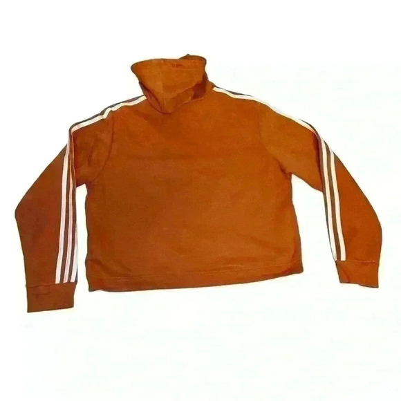 Adidas Hoodie Girls (12-14) Medium Orange White Sweatshirt  Jacket Crop Top - Picture 3 of 6
